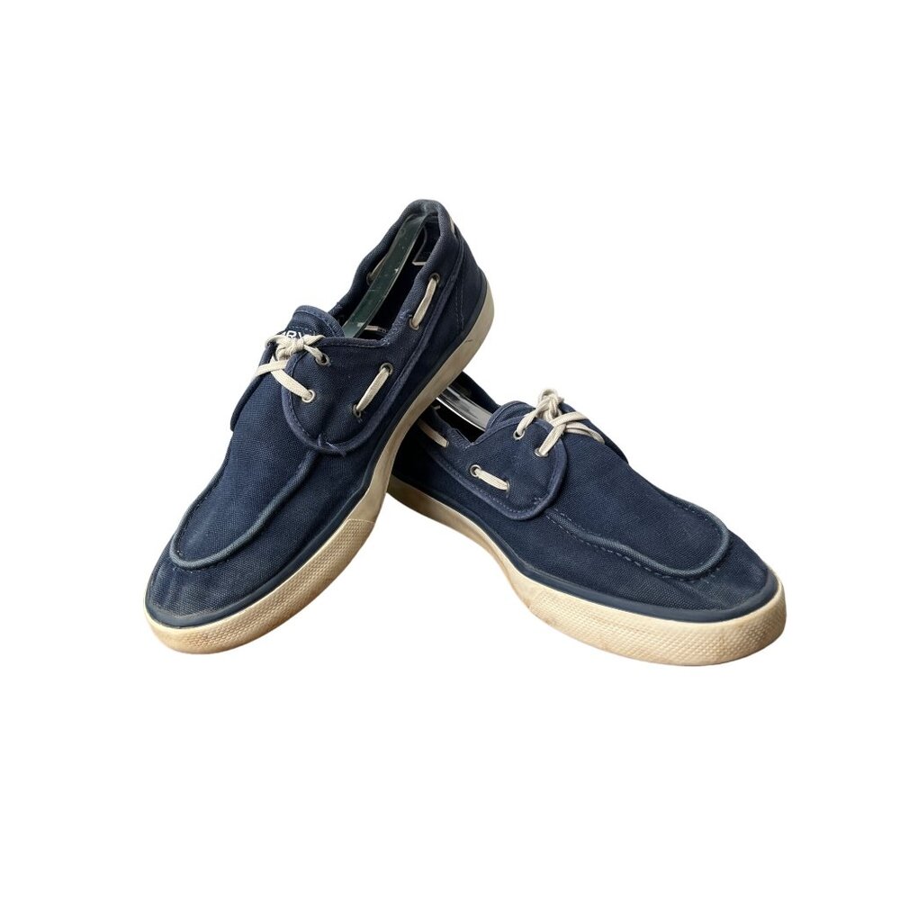 Sperry Mens Blue Canvas Boat Shoes Nautical Style Comfortable & Durable - Picture 4 of 8
